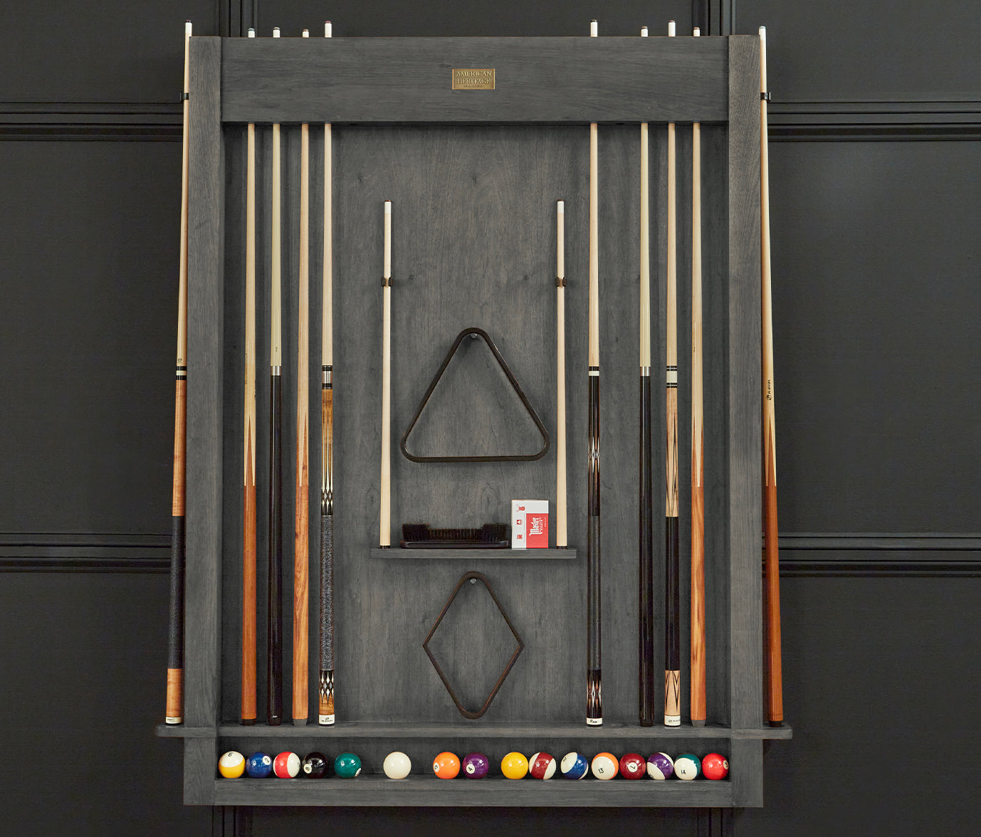 Alta 6-Cue Wall Mounted Cue Rack | American Heritage
