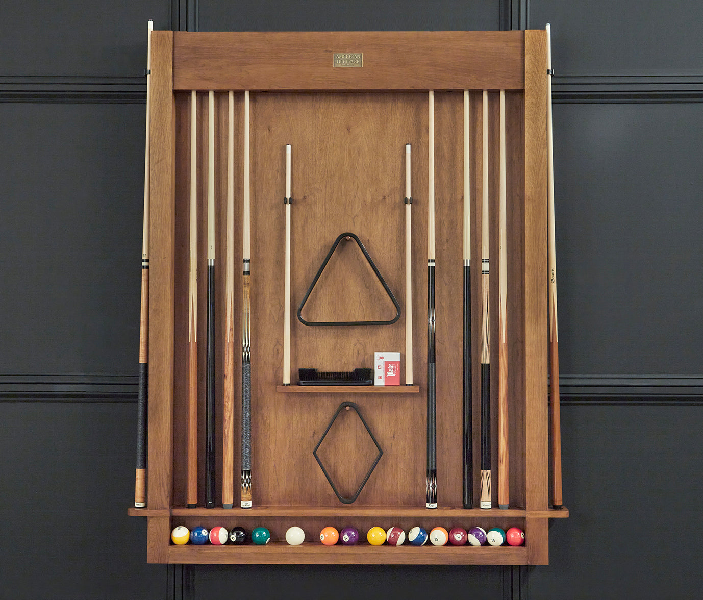 Alta 6-Cue Wall Mounted Cue Rack | American Heritage