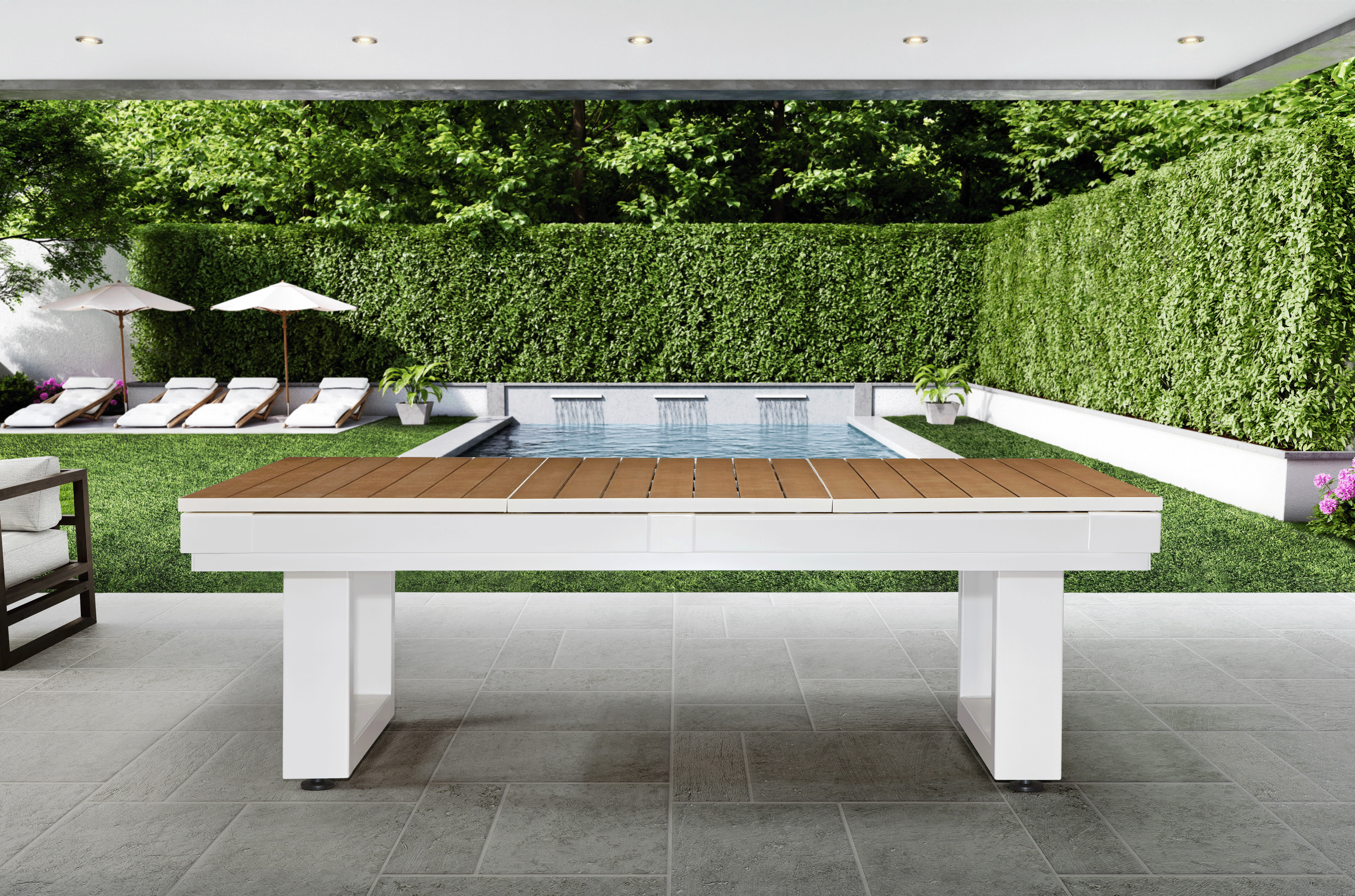 Lanai Outdoor Pool Table (Pearl White) | American Heritage