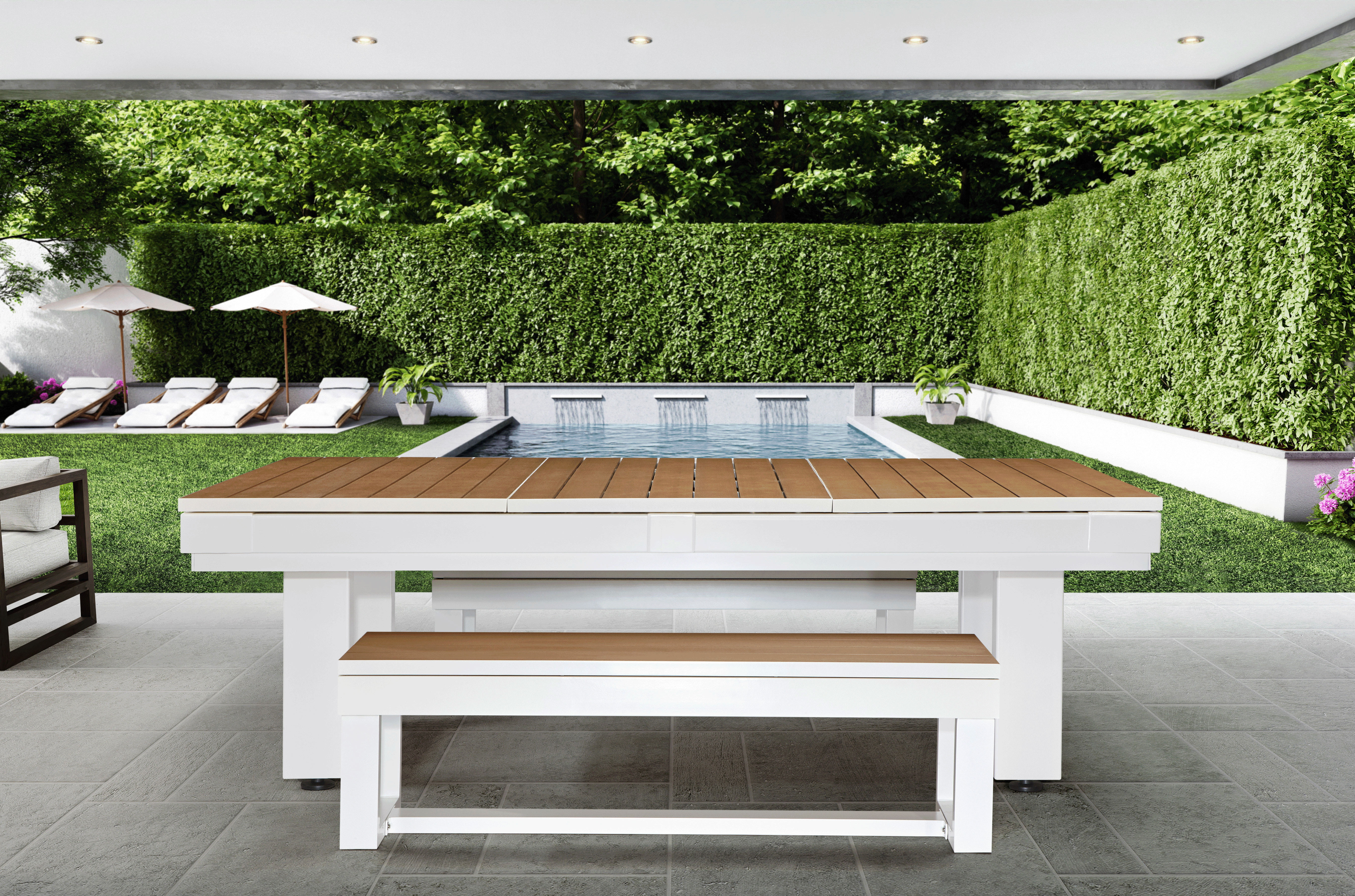 Lanai Outdoor Pool Table (Pearl White) | American Heritage