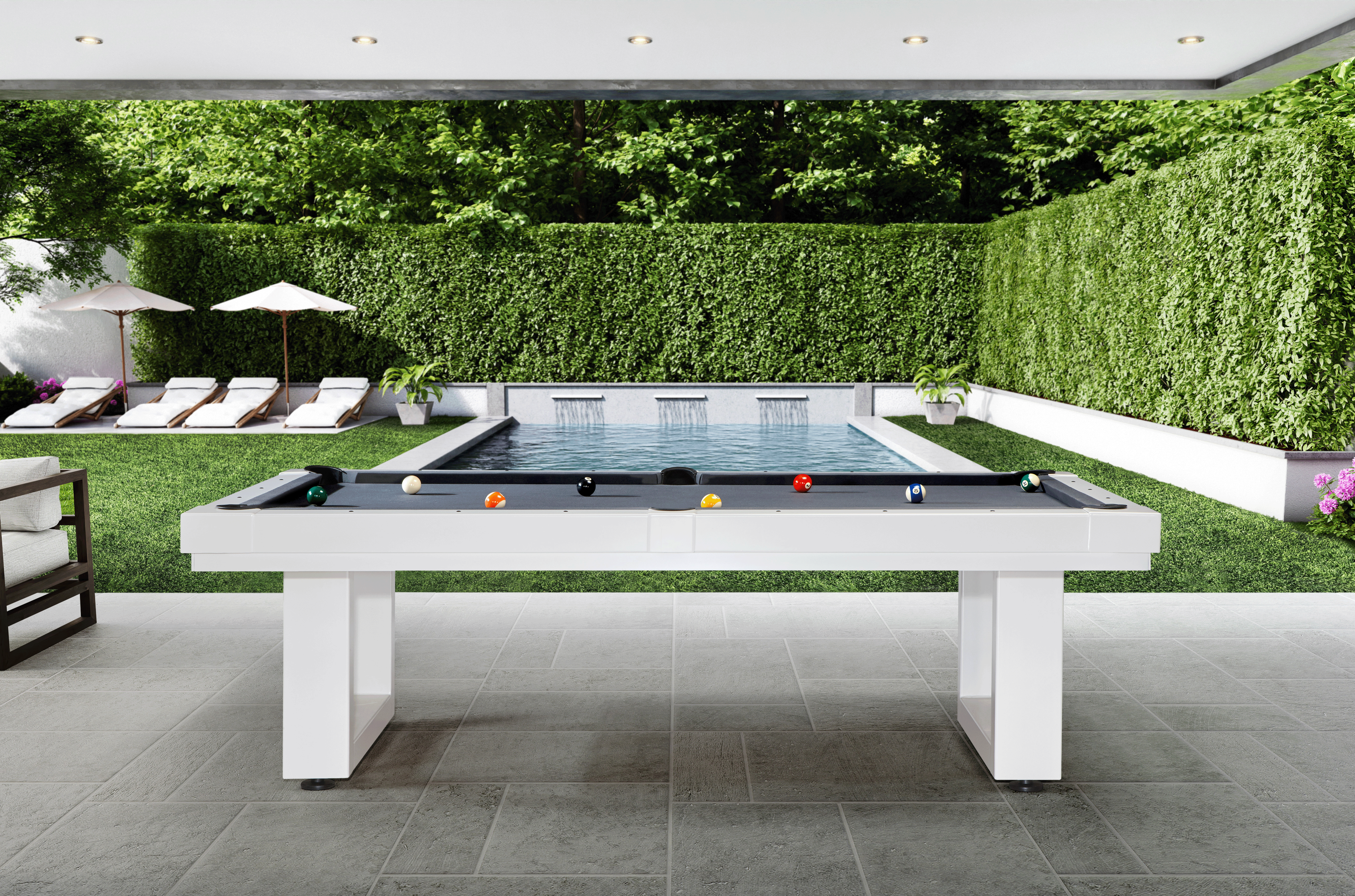 Lanai Outdoor Pool Table (Pearl White) | American Heritage